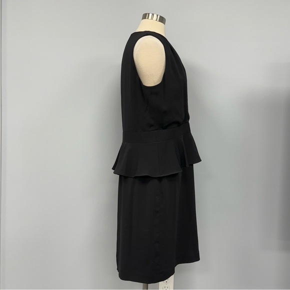 NWT Lauren Ralph Lauren Little Black Dress Women’s 14 Peplum Sheath Surplice LBD - Picture 3 of 11